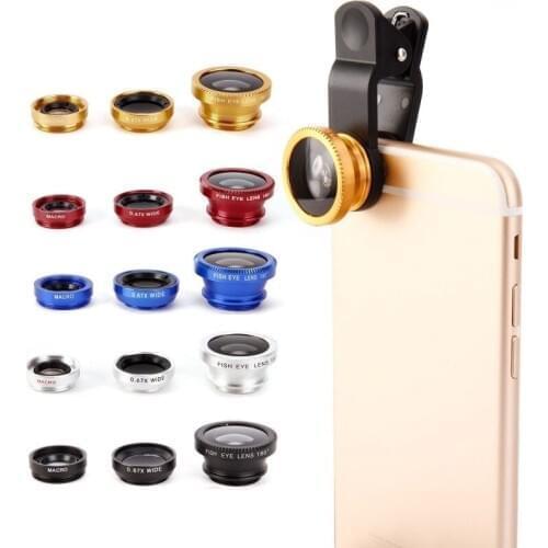 3 In 1 Macro Wide Angle Fish Eye Lens Phone For iPhone XR XS X 8 7 6 Plus SE 2020 Samsung Xiaomi Huawei Fisheye Camera Lense Kit