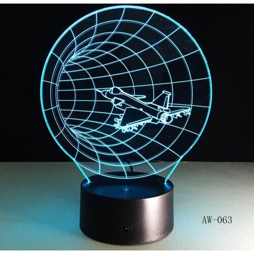 3D LED Night Lights Plane Time Tunnel 7 Colors Change Touch Switch Atmosphere Novelty Lamp for Home Decor Visual Gift AW-063