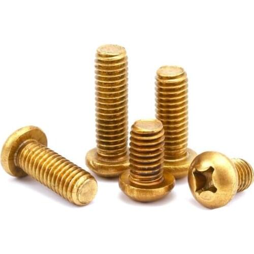 5-50pcs M2 M2.5 M3 M4 M5 M6 GB818 Pure Copper Brass Cross Round Phillips Pan Head Screw Bolt Length 6-50mm