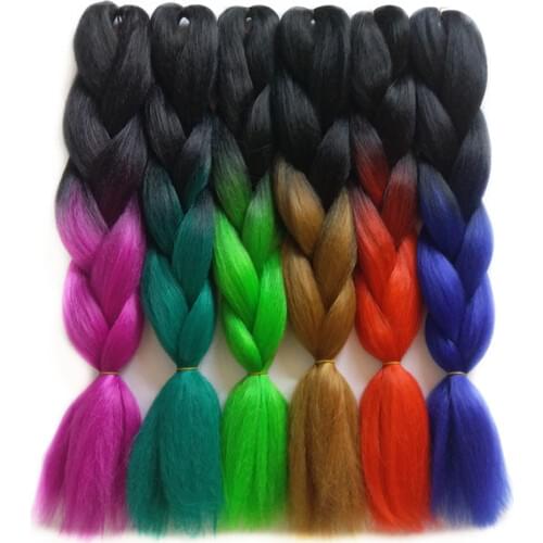 5Pcs/Lot Gradient two-color 24 Inch Synthetic Ombre Braiding Hair Jumb Braids Crochet Hair Heat Resistant