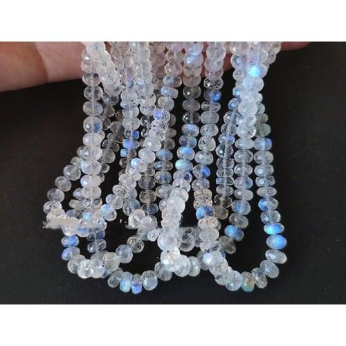 AAA LOOSE BEADS white moonstone faceted roundel 5-7mm wholesale for DIY jewelry necklace 41cm