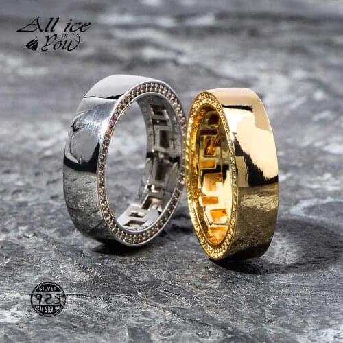 ALLICEONYOU Best Quality 925 Sterling Fashion Street AAA Cubic Zircon Engagement Ring CZ Hip Hop Silver Jewelry Gifts