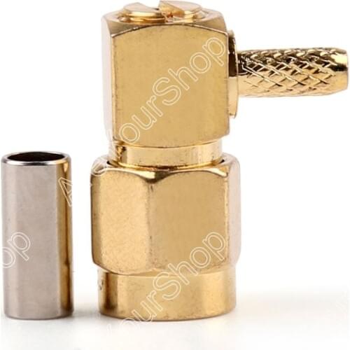 Areyourshop Sale High Quality 10 Pcs Connector SMA Male Plug 90 Degree Crimp RG174 RG316 LMR100 Cable Right Angle