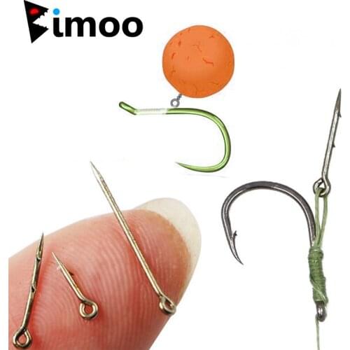 Bimoo 20pcs 7mm 10mm 15mm High Carbon-Steel Boilie Pins Carp Fishing Angling Hair Ronnie Rigs Tackle Accessories Size S M L