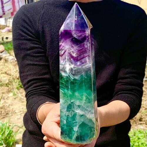 Rare natural fluorite quartz obelisk crystal rod Reiki healing, home decoration, witchcraft, fengshui, gifts