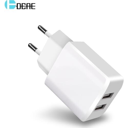 DCAE Mini Dual USB Charger For iPhone X 8 7 Adapter Travel Wall Mobile Phone Charger EU US Plug Adapter For Samsung S9 S8 Xiaomi
