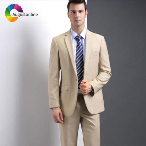 Smart Casual Business Classic Khaki Men Wedding Suits Costume Homme Man Blazer Terno Masculino 2Piece Slim Fit Groomsmen Suit