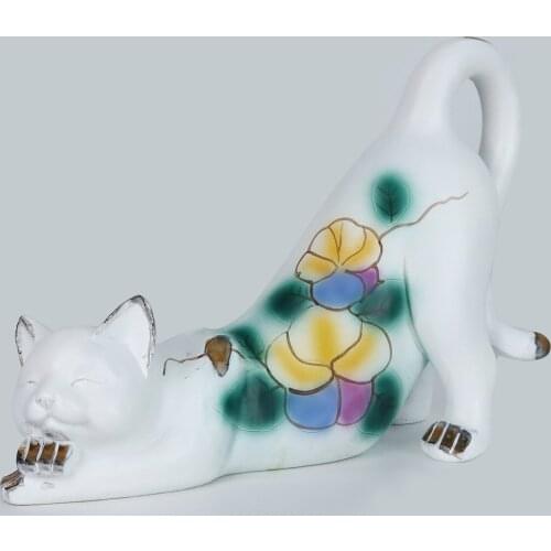 Cat Statue Decorative Indoor Outdoor Landscaping Statue Ornaments Hand-Painted Figurine -Yard Plant Stands Shelf Home Décor