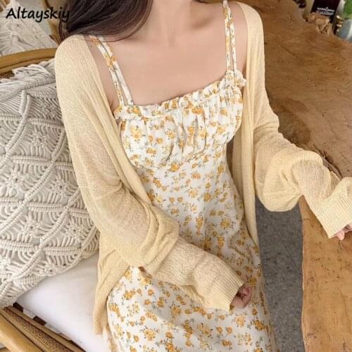 Cardigan Women Pink Vintage Cropped Korean Fashion New Chic Summer Thin Loose Streetwear Sunscreen All-match Cute Sweet Students