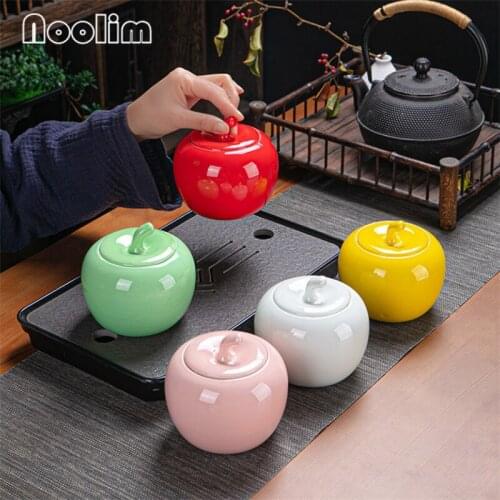 Ceramic Tea Caddy Travel Portable Sealed Can Coffee Storage Tank Mini Fruit Shape Candy Box Spice Jar with Lid Seasoning Bottle