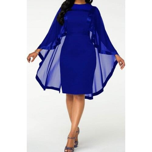 Summer Beach Dress Women 2021 Plus Size 5XL Slim Patchwork Mesh Office Bodycon Dresses Vintage Elegant Sexy Party Dresses MH93