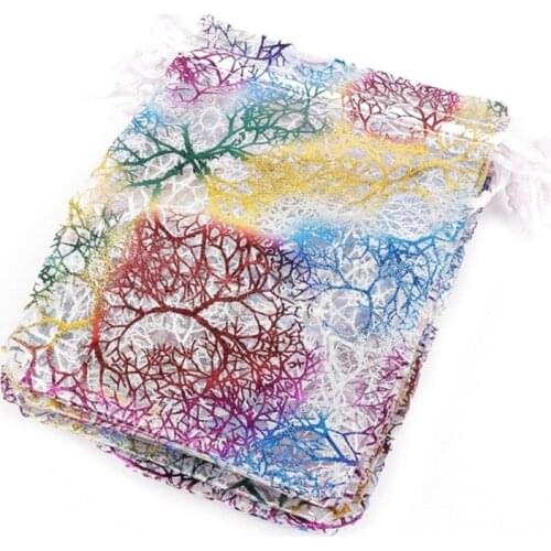 10PC 7x9cm 9x12cm 13x18cm Colorful Organza Bags Jewelry Packaging Bags Wedding Favor Gift Bags Drawstring Pouches