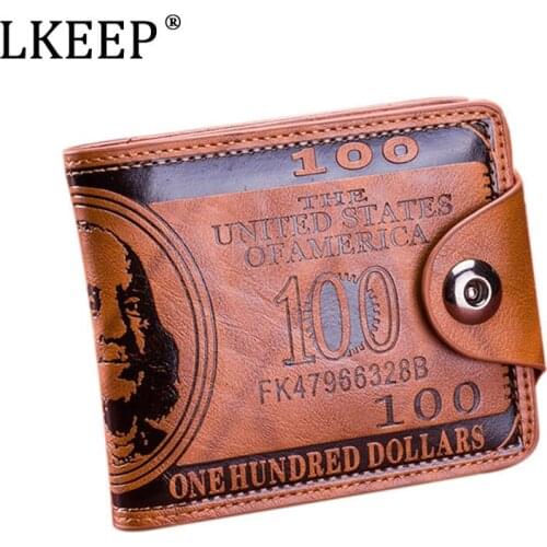Fashion Dollar Pattern Card Holder Men Wallets Cash Clutch Pocket Wallet Fashion Short PU Leather Wallet Coin Purse 2 Colors
