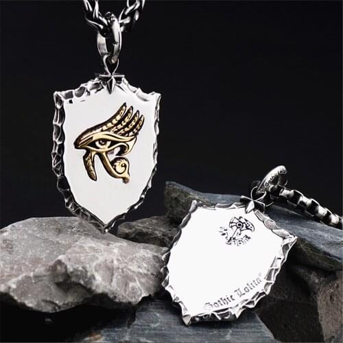 The Eye of Horus Necklace For Men Shield Stainless Steel With Cooper Pendant Necklace Hippop Street Culture Jewelry Sweater Chai