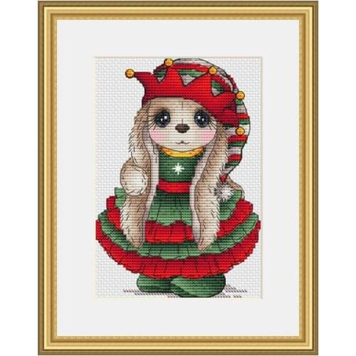 Rabbit Christmas Elf rabbit cross stitch kit aida fabric 18ct 14ct canvas cotton thread embroidery kits DIY craft set