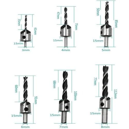 Woodworking Drilling Chamfer Tool Set Countersink Drill Bit Set for Wood Durable SCVD889