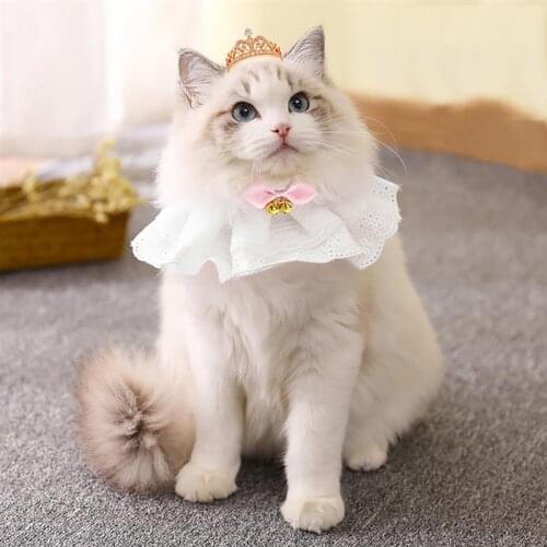 Cat Bib With Bell Cute Lace Pet Dog Bandana Cat Bandana Pet Bib Neckerchief Pet Supplies Decoration Cat Dog Dress Up