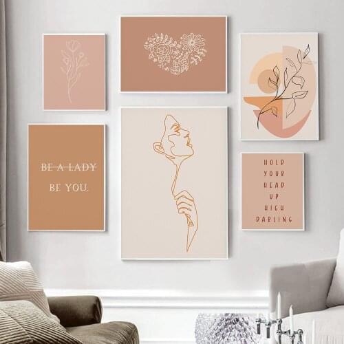 Canvas Painting Wall Art Abstract Scandinavia Trendy Boho Orange Colors Minimalist Print And Posters Picture Living Room Decor