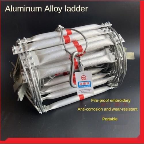 New 5M High Quality Fire Rescue Equipment Aluminum Alloy Wire Rope Life-saving Ladder Escape Rope Ladder to Safety Self-help