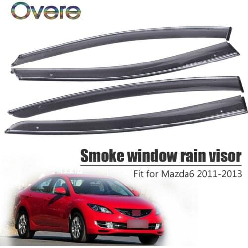 Overe 4Pcs/1Set Smoke Window Rain Visor For Mazda 6 2011 2012 2013 Car-styling ABS Awnings Shelters Guard Accessories