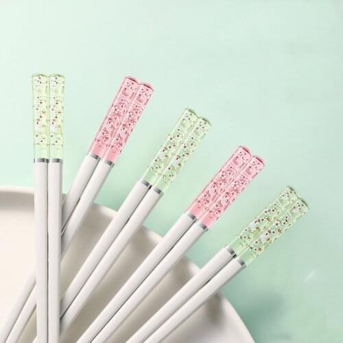 Non-slip High Temperature Resistant Chopsticks Cherry Blossom Alloy Chopsticks Chinese Chopsticks Kitchen Reusable Tableware