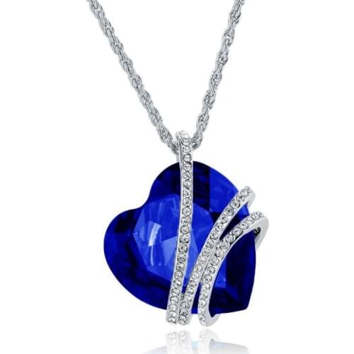 Romantic Wedding Jewelry Brincos Fashion Heart Pendant Necklace Trendy High Quality Shiny Crystal Necklaces & Pendants For Women