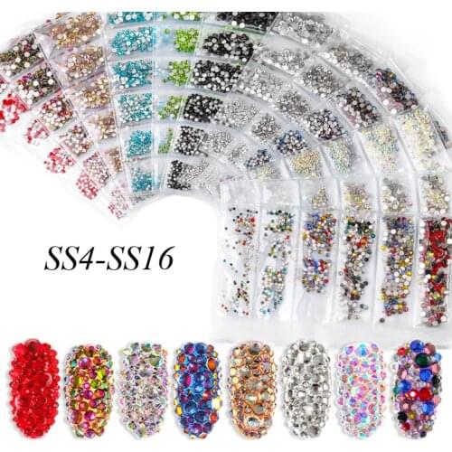 Swarovsky SS4-SS16 Crystal Colorful Nail Art Rhinestone Decorations Super Glitter Flatback Multicolor Non HotFix Rhinestones