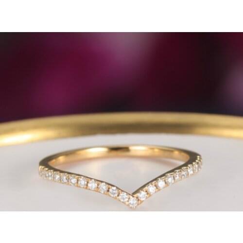 Solid 925 Sterling Silver White/Rose Gold Plated Created Moissanite Band Engagement V Row Ring For Women Men bijoux Jewelry