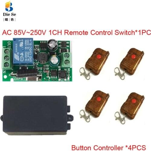 433MHz Universal Wireless Remote Control Switch AC 110V 220V 1CH Relay Receiver Module 1 Button Remote Control for gate garage
