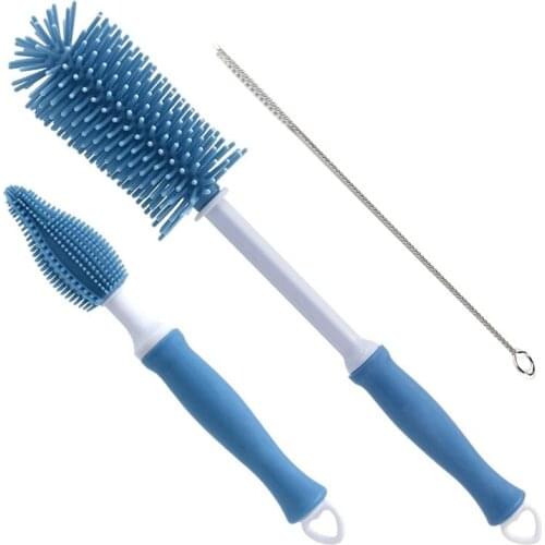 360° Rotating Silicone Baby Bottle Brush Baby Silicone Cleaning Brush Straw Brush Nipple Cleaning Brush Set