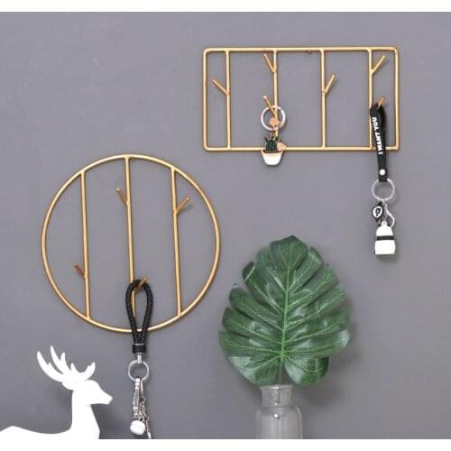 Gold Iron Art Key Holder Wall Nordic Coat Hangers Home Decoration wall Hook For Keys Creative Hat Hanger Bathroom Accessories