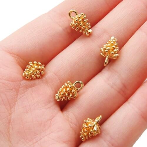 1 pc Copper Metal Small Pine Cone Charm Pendants Gold Accessories for Jewelry Making DIY Charms Pendant Supplies 12x7.5mm