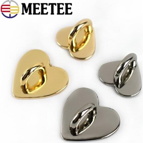 10pcs 18X21mm/24X25mm Non-detachable Metal Heart D Ring Side Clip Buckle Bag Hardware Clasp Accessories DIY Pendant Hook Buckles