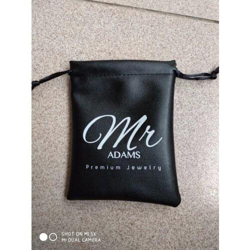 100pcs/lot high quality pu leather drawstring jewelry bags 6.5*10cm gift pouch with custom logo and free shipping by ePacket