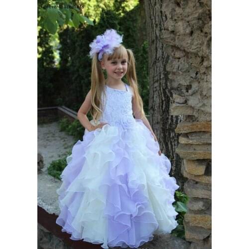 2019 Free Shipping Princess Cheap Organza Flower Girl Dresses Ball Gown Toddler Long Pretty Kids First Holy Communion Dress