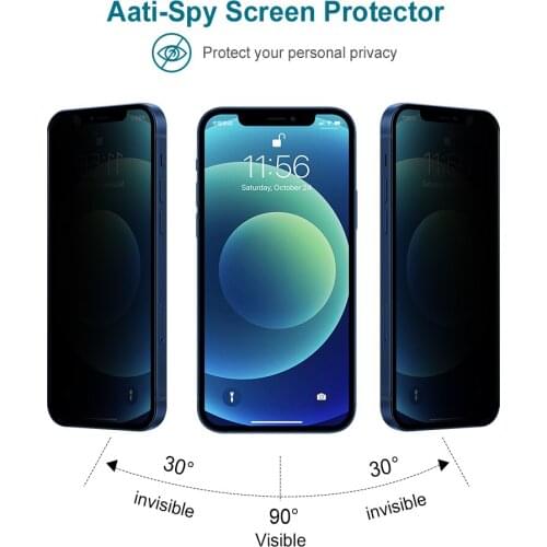 3 pcs Privacy Glass Screen Protector for iPhone 12 pro max Full Cover Anti Peep Tempered Glass Screen Protector