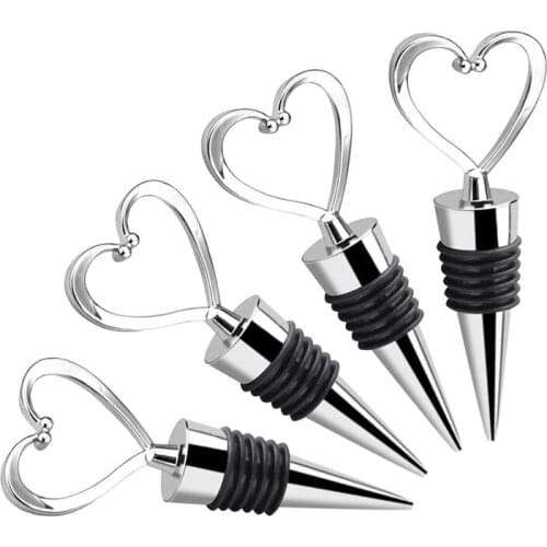 4Pcs Heart Wine Bottle Stoppers, Champagne Colser for Sealing Wine, Beer - Love Decorative Wine Corks
