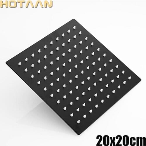 Free shipping Black Plated 8 inch 20x20cm Square OverHead Rain Shower Head, Stainless Steel Material, Bathroom Shower Chuveiro