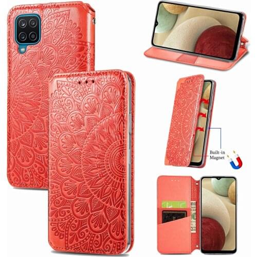 A12 Case Magnetic Flip Cover for Samsung Galaxy A12 6.5 inch Cases Luxury Embossed Wallet Phone Coque for Galaxy A 12 Stand Card