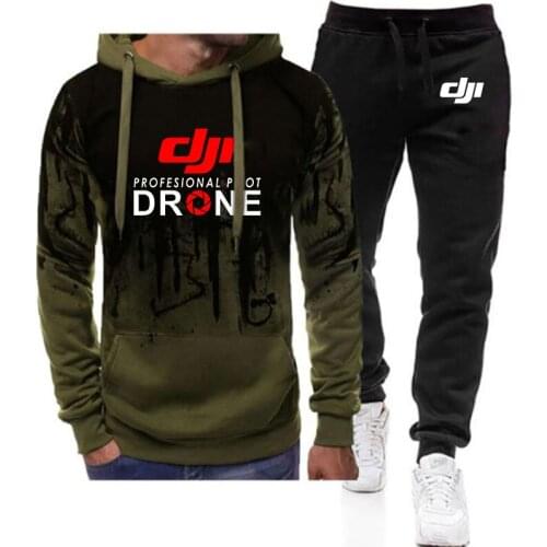 DJI Professional Pilot Drone 2021 New Print 2 Pieces Sets Tracksuit Hooded Sweatshirt+pants Coats Sportwear Suit Clothes