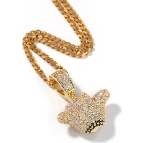 Hip Hop Fashion Men Pendent Necklace Crystal Miami Cuban Chain gold & silver Color Men pendent Necklace Rock Adjustable For men