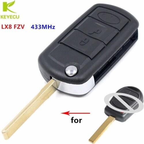 KEYECU Modified New Flip Remote Key 3 Button 315/433MHz ID44 for Range Rover 2002-2006 FCC ID: LX8FZV With 67# Blade