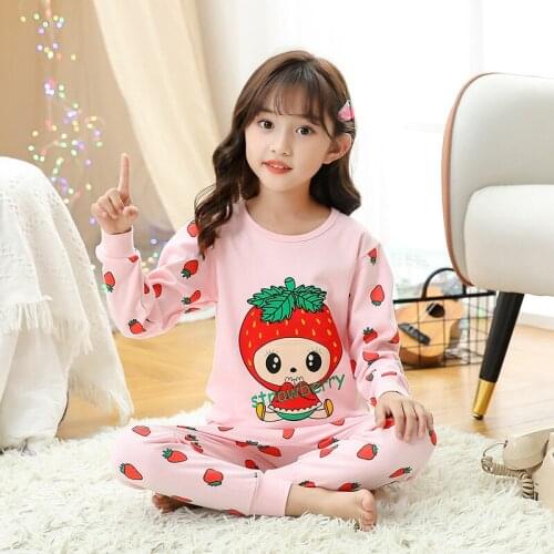 Girls Set Pajamas Teenager Boys Cotton Sleepwear Clothing for Kids Underwear Suits 2021 Autumn Long Sleeve Tops Pant 2pcs Pyjama