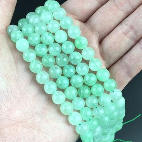 Natural Green Angelite Stone Beads Round Loose Spacer Beads 15'Strand/Inch 4/6/8/10mm For Jewelry Making DIY Bracelets Necklace