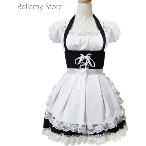 Lolita Lace ruffled skirt super sweet and pretty cosplay costume Maid Dress