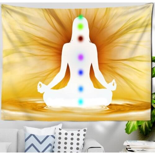 Meditation Buddha Tapestry Wall Hanging Indian Seven Chakras Psychedelic Witchcraft Bohemian Home Decor