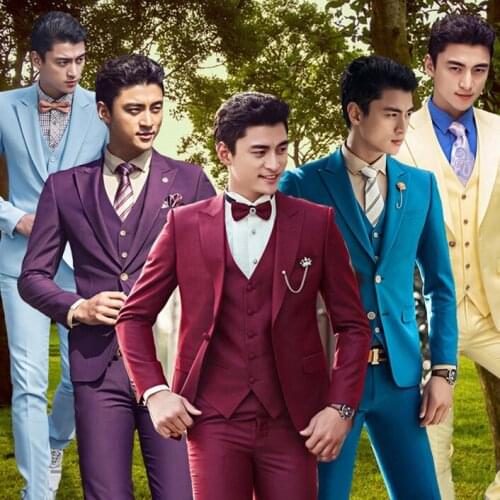 Male slim mens suits set formal dress mens clothing singer dance stage wedding suits for men latest coat pant designs S - 2XL