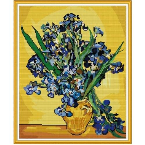Van Gogh-Still Life with Iris cross stitch kit flower pattern design needlework embroidery DIY handmade