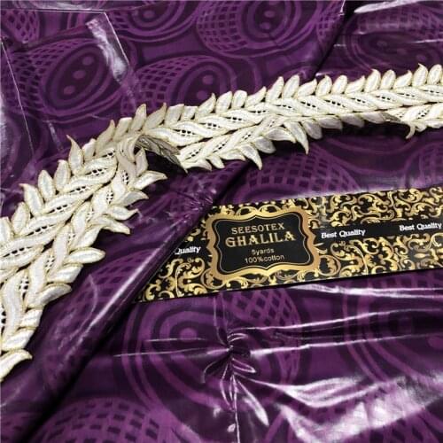 Real 100% Cotton African Ghalila Bazin Riche Fabric 5yards with 10yards cord lace matching guipure lace fabric with bazin