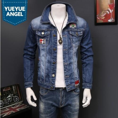 Autumn Mens Slim Fit Denim Jacket Fashion Motorcycle Biker Long Sleeve Outwear Cowboy Coat Washed Casual Tops Jaqueta Hombre